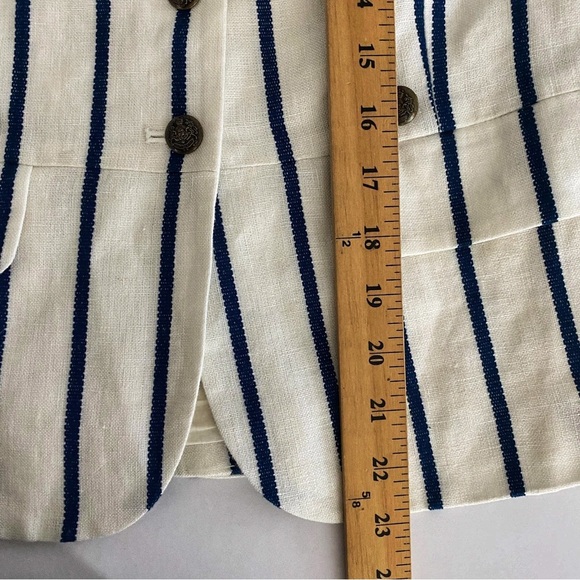 Lauren Ralph Lauren White and Blue Striped Blazer - Picture 5 of 5